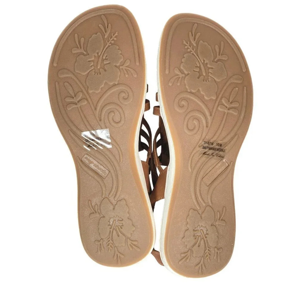 Easy Street Gemi Flat Tan Strappy Sandals, Size 10‎ Medium, New with Box - Picture 9 of 11